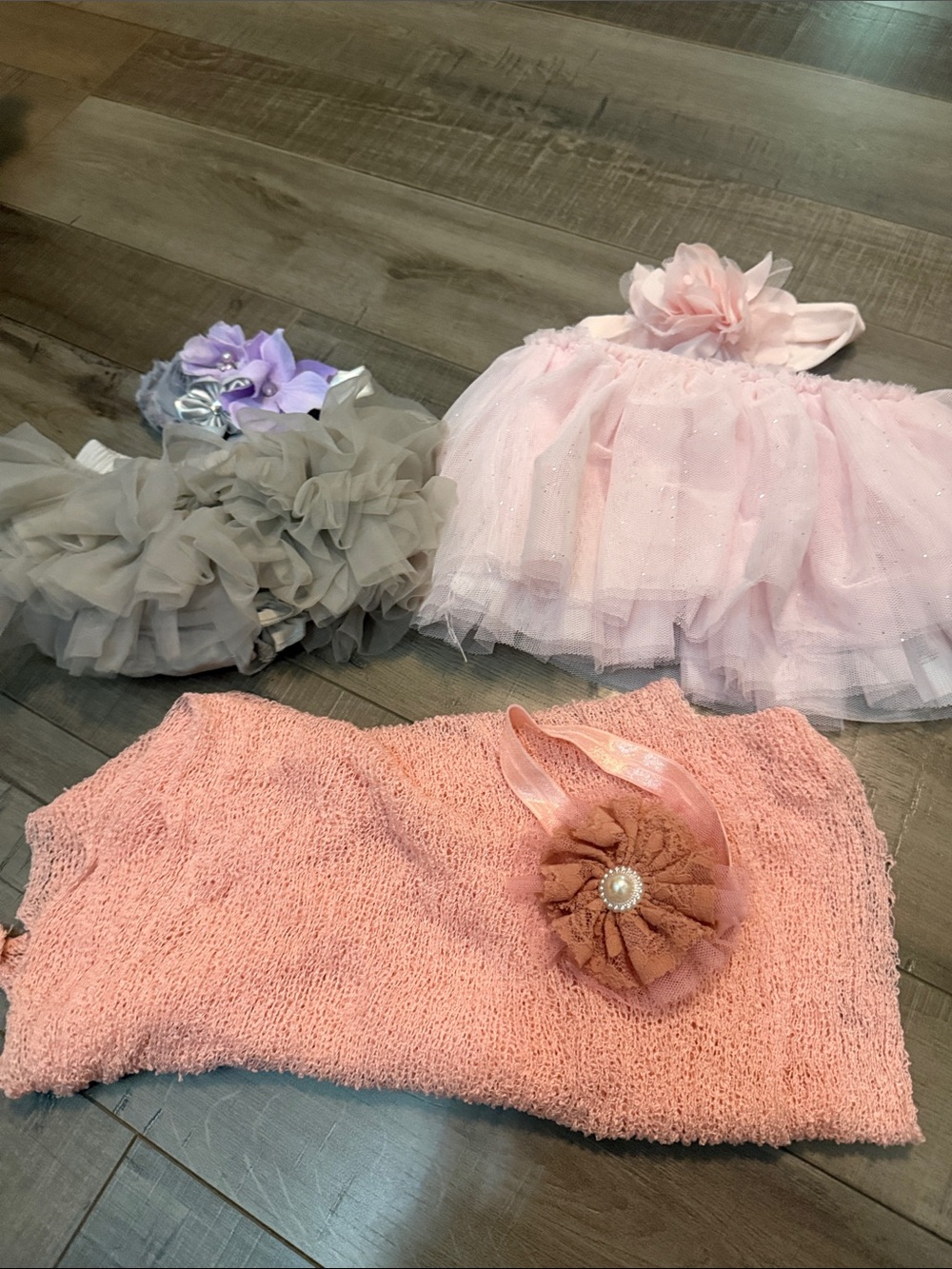 Soft Pink Tulle Skirt and Headband Set for Newborn Picture Outfits